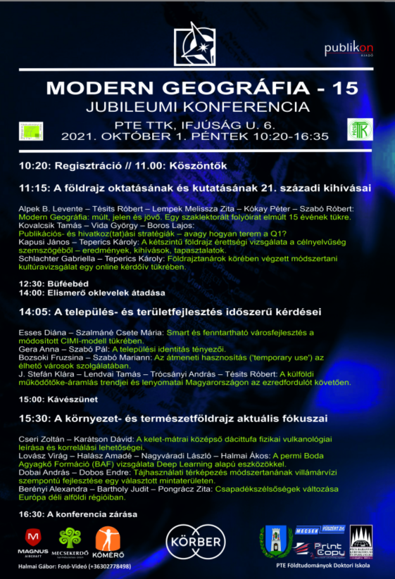 „Modern Geográfia – 15 év” c. jubileumi konferencia