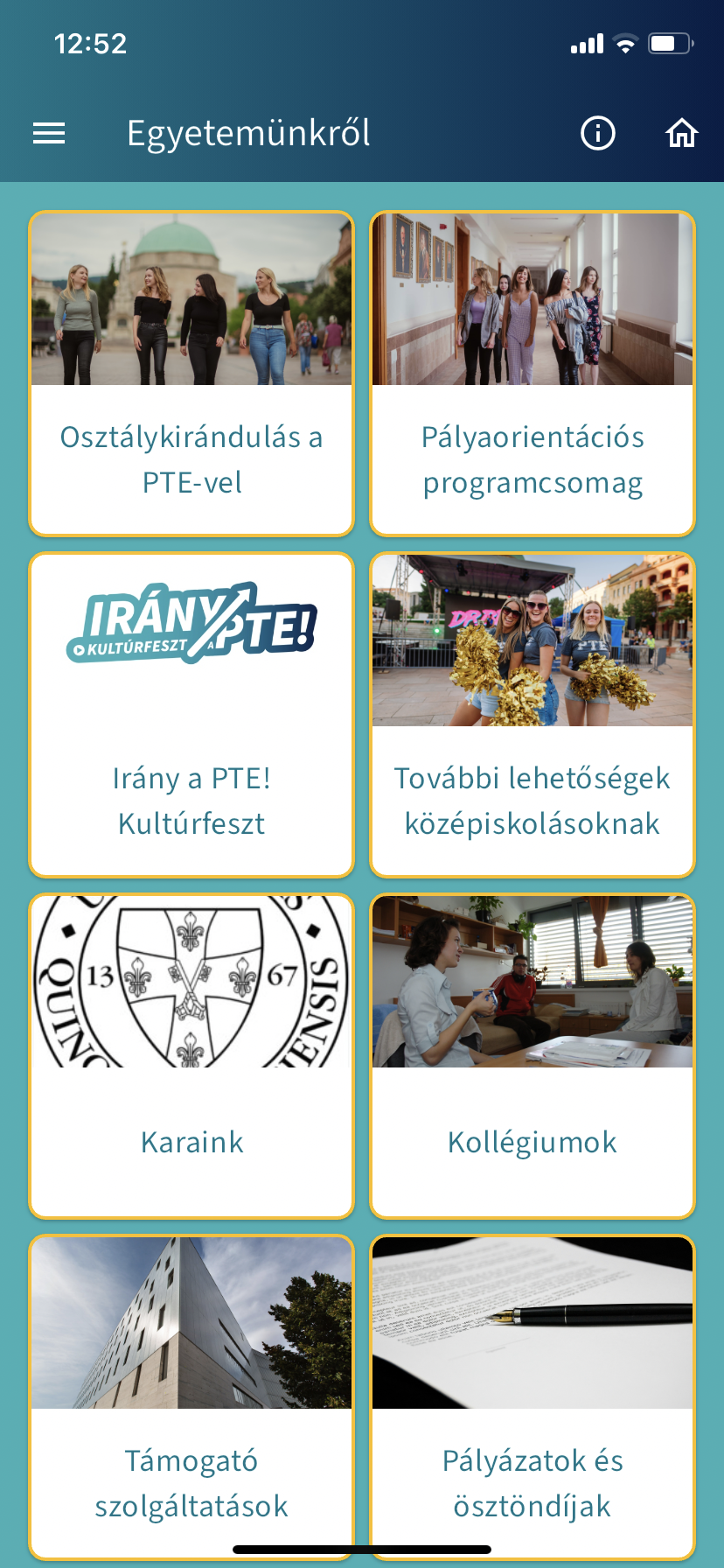 Irány a PTE! App Egyetemünkről