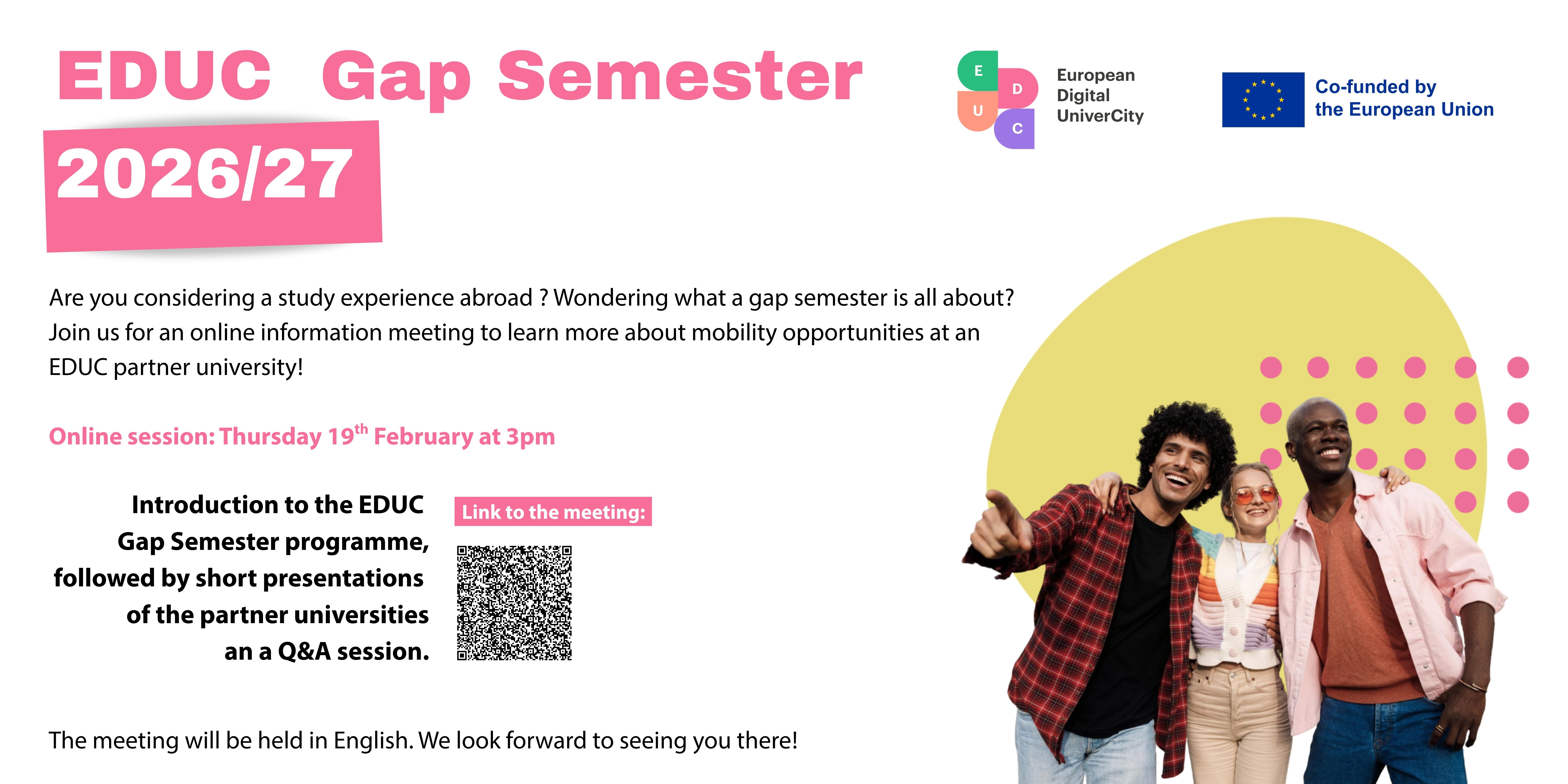 Call for Applications for the Gap Year Scholarship in the 2026/2027 Academic Year - First Semester is Now Open!